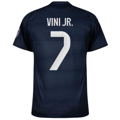 Madrid Vini Jr #7 Men’s Soccer Jersey Fan Edition – Short Sleeve Training & Casual Shirt – Home, Away & Third Kit 2025/26 (US, Alpha, Large, Regular, Regular, Navy Blue/Silver)