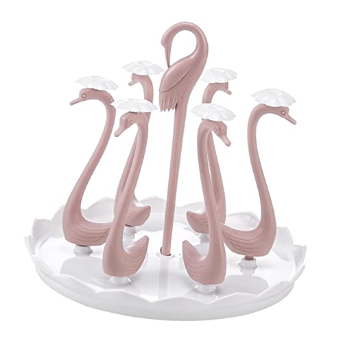 Rotatable Swan Cup Holder, Coffee Tree Mug Holder Drying Drain Holder Cup Drying Rack for Kitchen Counter Drinking Glass Organizer Glass Holder for Kitchen Coffee Mug Holder for Counter(6-Pink)