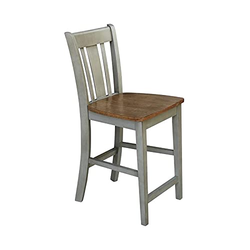 International Concepts San Remo Counter Height Stool - 24" Seat Height, Distressed Hickory/Stone #TOP3