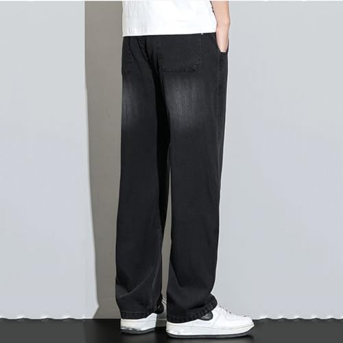 Viatabuna Elastic Waist Jeans for Men Stretch Waist Relaxed Fit Light Washed Baggy Straight Leg Pull On Jeans with Pockets2