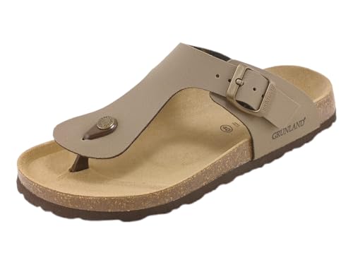 Tongs Homme Grunland CC3011-40 en cuir naturel et liège anatomique
