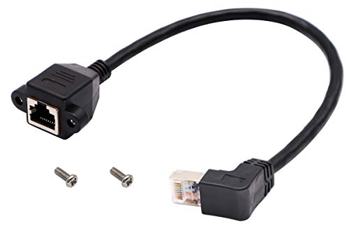 Aaotokk Cat 6 Ethernet Cable 90 Degree Down Angle Rj45 Male To Female Shielded Ethernet Network Connector Screw Panel Mount Extension Cable For Router, Modem (30Cm/1Ft Down) #TOP5