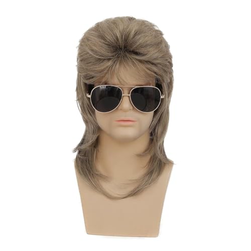 Image of Swiking Mens Mullet Wig Blonde Retro 70s 80s Disco Rocker Curly Punk Fancy Party Halloween Cosplay Costume Full Wigs (Blonde)