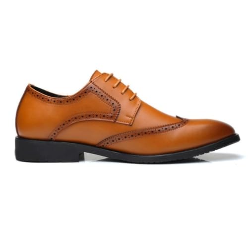 Mens Business Leather Flat Head Oxfords Lace Up Low Heels Carved Classic Dress Shoes for Casual Office Work Fashion2
