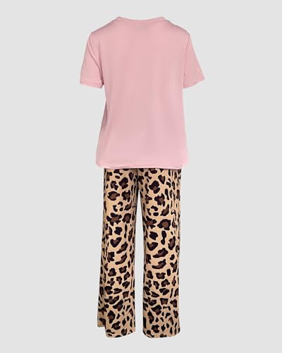 Image of CHICME Womens Pajamas Sets 2 Piece Short Sleeve Lounge Set Printed Loose Pants Pj Sets Loungewear Set