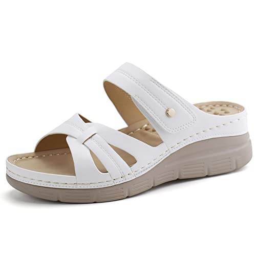 Image of Ortho + Rest Women Orthotic Slides Comfortable Orthopedic Sandals Walking Sandals with Arch Support