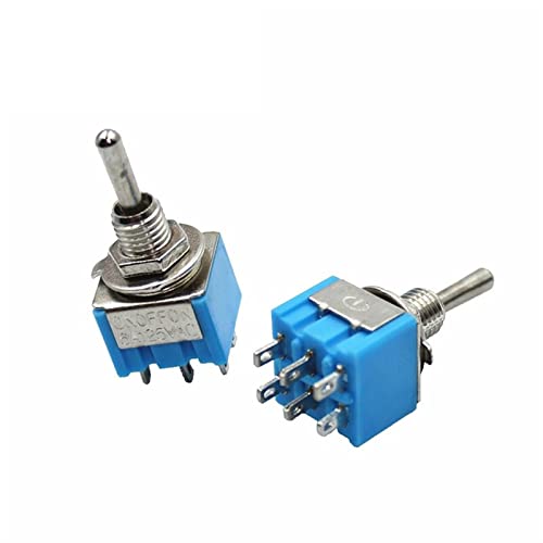 Interrupteur à bascule MTS-203 DPDT ON-ON 6 broches bleu pour montages électriques - Lot de 10