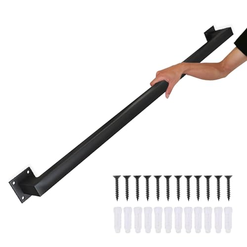 SXBHDM Pasamanos para escaleras, pasamanos de Pared para escaleras, 1m 150cm 180cm 2m 250cm 3m 3.5m 4m pasamanos de Tubo Cuadrado Negro Antideslizante.(360cm)