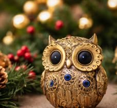 Image of Evil Eye 4 Inch Owl Statue for Good Luck l Feng Shui & Vastu II Evil Eye II Showpiece for Home Decor (Gold, 4 inch)