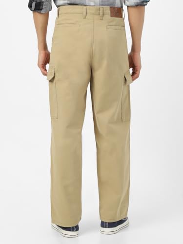 Image of Urbano Fashion Men's Loose Baggy Fit Solid Cargo Chino Trouser Pant with 6 Pockets Non-Stretchable