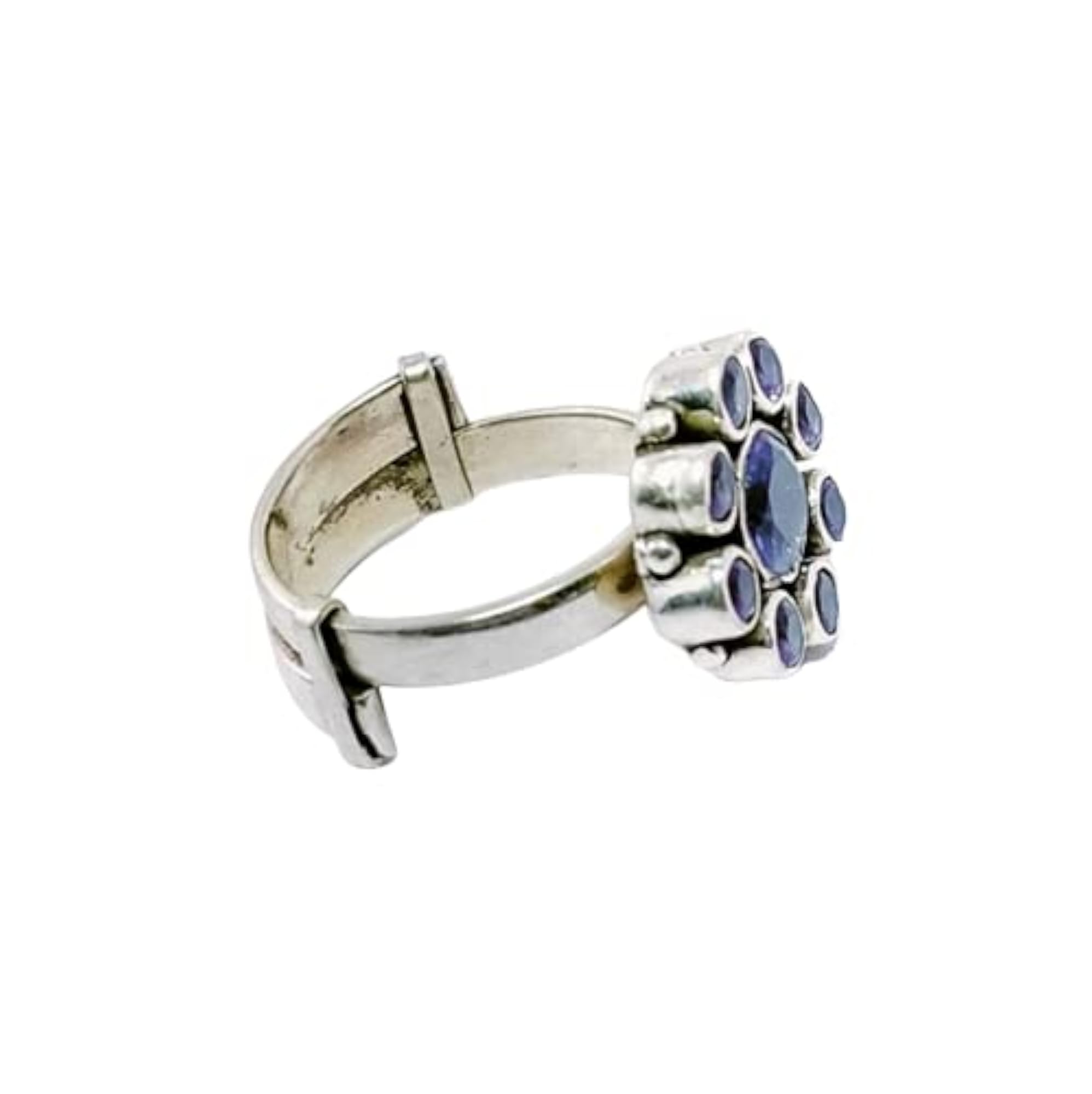 Round Shape Ring with Multi-Colour Stones in 925 Sterling Silver