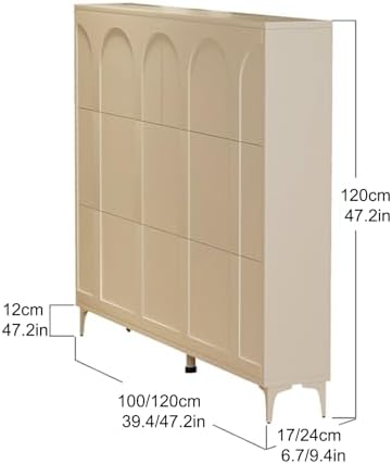 Slim Shoe Storage Cabinet with 6 Flip Drawers, Narrow Entryway Shoe Rack for Hallway & Foyer, Stylish Black & White Design (120x24cm) - Space-Saving Solution