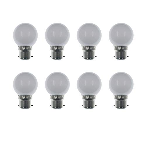 1.5W Ampoule LED, Globe G45 Culot B22, Imperméable, Guirlande Lumineuse Intérieur et Extérieur pour Noël, Halloween, Décoration de Fête de Mariage, AC 220-240V, 8 Paquets Cover