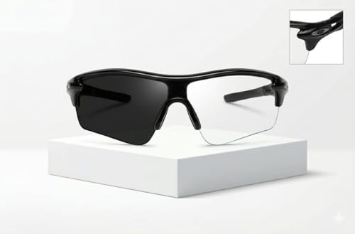 Image of Specoo Photochromic Sport Sunglasses, Black, UV400 Protection, Flex-Frame Technology, Transitions Clear to Dark