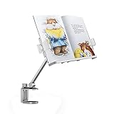 SupeDesk Book Stand for Reading,Book Arm Stand,Cook Book Stand,Height Angle Adjustable,360° Rotate,for 5.5-8' Text Book,6-12' Tablet/iPad/Ereader,Tablet Stand,Recipe Holder,Cooking,Studying,Reading