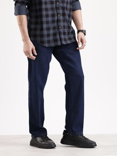 Image of WROGN Men's 100% Cotton Jeans | Solid | Anti Fit