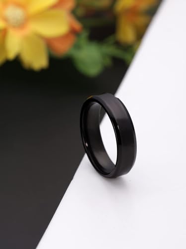 Image of Yellow Chimes Black Rings For Men | Pack of 1 Stainless Steel Men Ring | Single Toned Black Finger Ring for Boys | Ideal Gift For Men and Boys