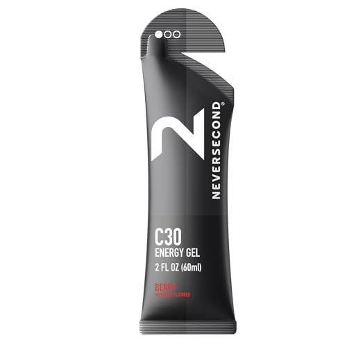 Neversecond C30 Energy Gel, Performance Nutrition & Hydration, Never2 Energy Gel for Ultra Triathlons, Cycling & Marathons (Berry Flavor, 12-Count Pack)