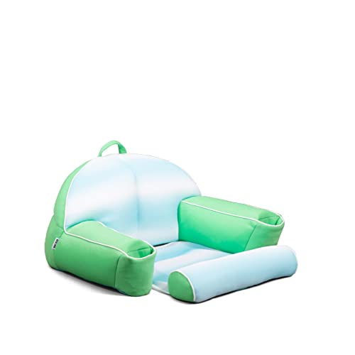 Big Joe Lazy Lounger No Inflation Needed Pool Float with Headrest and Footrest, Rolling Wave Aqua Double Sided Mesh, Quick Draining Fabric, 3.5 feet...