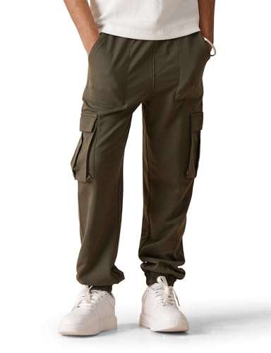 Image of Amazon Brand - Symbol Kids Boys Cotton Blend Solid Cargo Track Pant