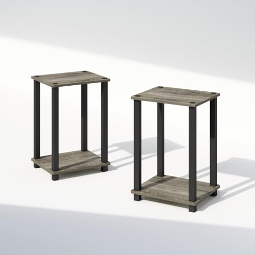 Image of Furinno Simplistic Night Stand Set of 2, 2-Tier Small Nightstand with Open Shelf, Toolless Bedside Table, End Table, Side Table, for Bedroom, Closet, Dorm, French Oak