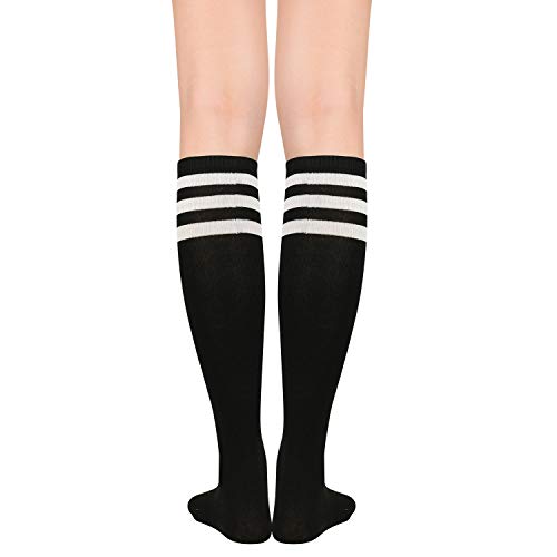 Image of Zando Striped Knee High Socks for Women Athletic Running Long Tube Socks Casual Knee High Stockings