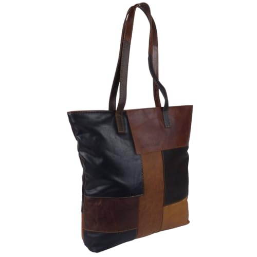 Sac fourre-tout en cuir Rowallan pour femme avec fermeture éclair marron