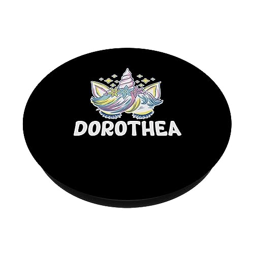 Cute Personalized Name Unicorn Crown Dorothea PopSockets Swappable PopGrip, Black - Image 2