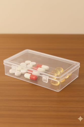 Image of Clear Plastic Storage Containers with Lock Lid Set of 6 (14x9x2.5cm) Rectangular Transparent Small Organizer Boxes for Jewellery Earrings Rings Beads Sewing Craft Portable Box for Home Office Travel