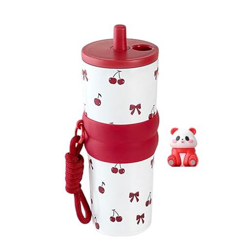 Botella de agua portátil – Elegante recipiente con aislamiento térmico para mujeres y niños | Vasos reutilizables sin BPA para viajes, escuela, gimnasio, playa, oficina y coche | Vaso para beber