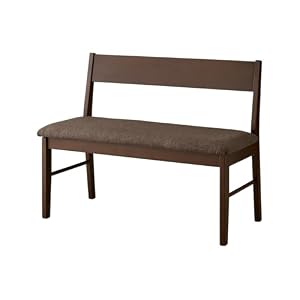 リコメン堂 背もたれ付き ダイニングベンチ 幅98cm 背付き ベンチ 2人掛け 2P ダイニング 単品 木製 背付 長椅子 ソファ ソファー 天然木 北欧 おしゃれ 肘無し 食卓 (ブラウン×ブラウン)