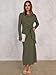 ANRABESS Womens 2025 Fall Long Sleeve Maxi Dress Crewneck Tie Waist Slit Casual Work Long T Shirt Dresses Trendy Outfits Army Green X-Large