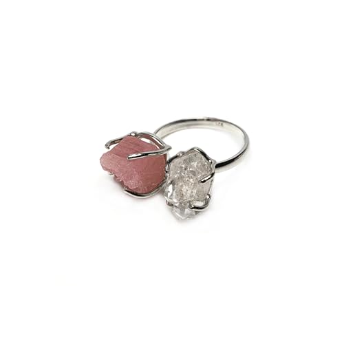 Bague tourmaline et quartz herkimer bague antique en argent sterling pour un look bohème chic