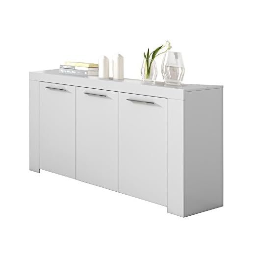 Habitdesign 006620A - Aparador Buffet Moderno, Armario Auxiliar Comedor, Medidas: 144 x 42 x 80 cm de Alto (Blanco Artik)