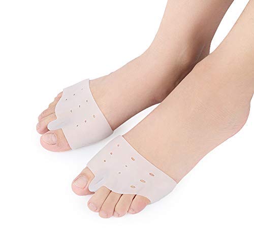 VRT Metatarsal Sleeve Pads, 2 PCS Ball of Foot Metatarsal Sleeve with Sole Cushion Gel Pads Support Metatarsalgia, Morton's Neuroma, Calluses and Other Ball of Foot Pain for Men Women (White)