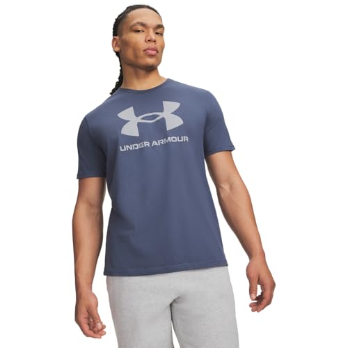 Under Armour Men's Sportstyle Logo Short Sleeve T Shirt, (044) Downpour Gray / / Steel, Large