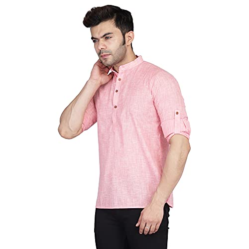 Image of TAHVO Men's Casual Cotton Kurta Shirt, Short Kurta