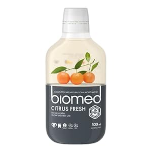 BIOMED Citrus Fresh verzorgende mondspoeling tegen slechte adem, fluoridevrij en 98% natuurlijk mondwater in een…