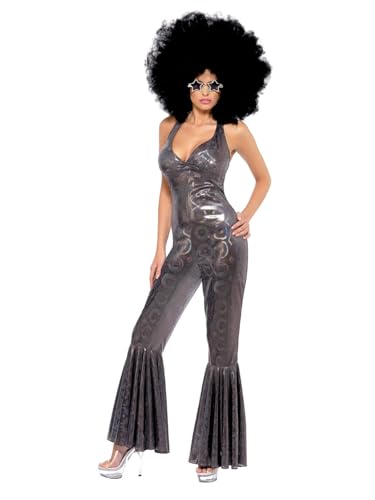 Smiffys Disfarce de diva disco, chifre rodado, prateado Halloween