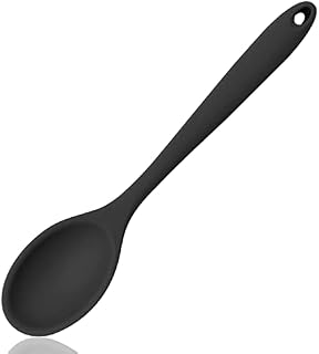 ALLY-MAGIC Silicone Spoons for Cooking Silicone Nonstick Kitchen Spoon Heat-Resistant Cooking Spoons Baking Spoons Basting Spoon for Kitchen Cooking Baking Stirring Mixing Y2-GJTS (Black)