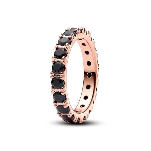 PANDORA Timeless Black Sparkling Row Eternity Ring - 14K Rose Gold-Plated Ring with Man-Made Crystal - Jewelry for Women - Includes Gift Box2