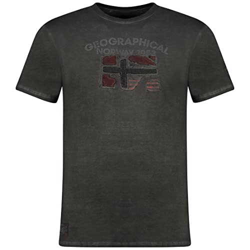 Geographical Norway Jotz Men - Camiseta De Algodón para Hombre - Camisetas Clásicas De Verano con Logo - Ropa De Manga Corta con Cuello En V - Tshirt Primavera Verano (Negro S)