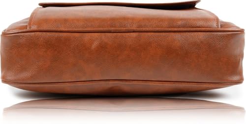 Image of PU Leather Laptop Briefcase Bag for Men, Adjustable Strap, Metal Zipper, Strong Joints