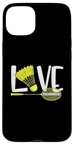 LOVE BADMINTON Cute Racket and Shuttlecock Sports Fan Player X}zP[X iPhone 15 Plus p