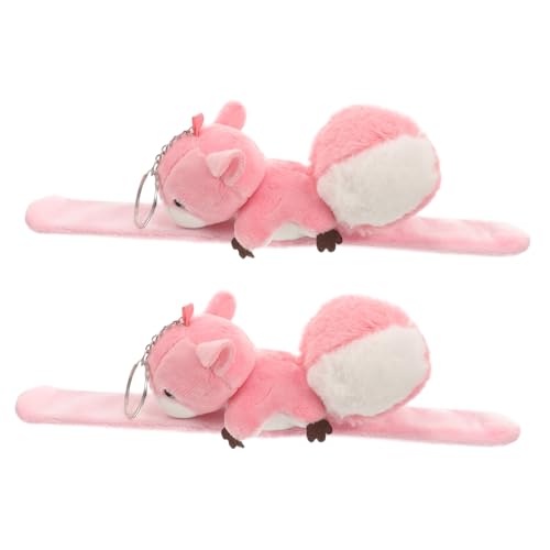 TOYANDONA 2 Piezas pulsera círculo pop plushies pulsera fotos de fiesta pulseras bofetadas para animales de peluche pulseras de bofetadas de animales para algodón rosa