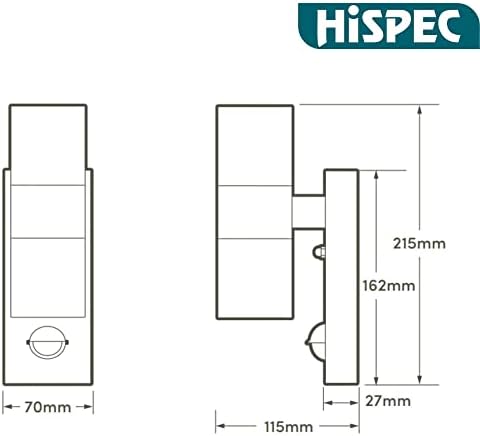 HiSPEC LED Outdoor Lighting: IP44 Up Down Wall Mounted Exterior Light with Adjustable 6m PIR Sensor: GU10 Compatible: Anthracite Grey
