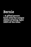 Bernie Definition Notebook: Sarcastic Bernie Notebook - Bernie Name Notepad - Funny Bernie Notebook - Lined Journal - Bernie Diary