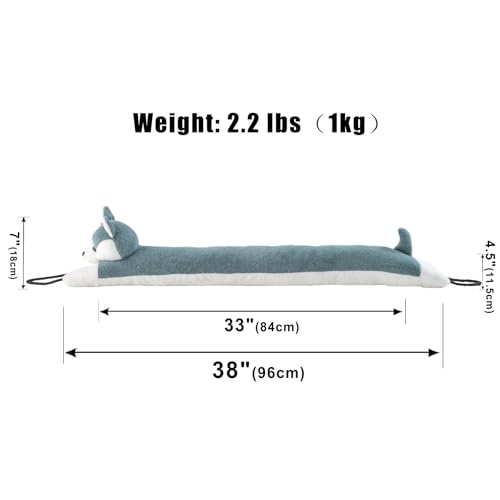Image of Marwood Under Door Draft Stopper Decorative Wind Stopper 38 inch for Door & Window, Weighted Animal Air Draft Stopper Snake Noise Blocker for Bottom of Door with Hanging Loops - Husky