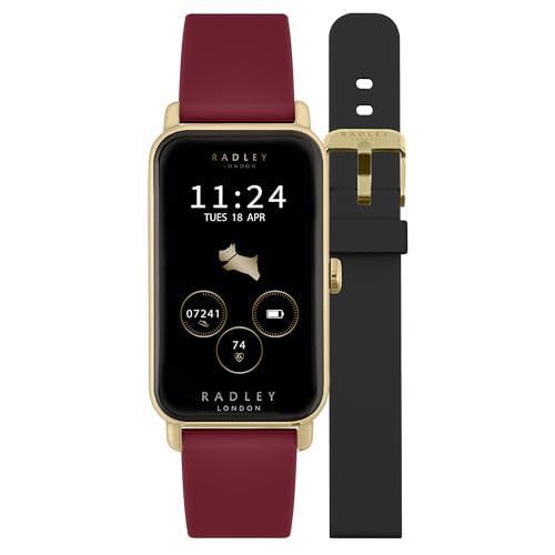 RADLEY Ladies Series 21 Smart Cranberry Red Lozenge Silicone Strap Watch with Interchangeable Black Strap