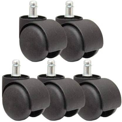 Image of SELTOS kursee ke pahiye (कुर्सी के पहिये) Office Chair Wheels (Caster) Heavy Duty Pin Type Nylon Set of 5 Black, Load Capacity- 250 kg